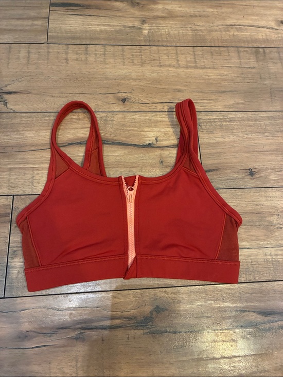 aerie Other - aerie Front-Zip Sports Bra in Deep Red with Coral Zipper